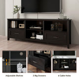 SAINTCY TV Stand for TVs up to 80", Large Television Stands with Drawers for Living Room, Farmhouse Entertainment Center with Storage and Shelves, TV Console Cabinet Furniture for Bedroom (Black) SAINTCY