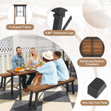 Tangkula Outdoor Dining Table With Benches for 4-6 Persons, No Assembly Foldable 59 Inches Narrow Patio Dining Table with Acacia Wood Top & Heavy Duty Metal Frame, for Yard, Garden, Poolside or Indoor Tangkula