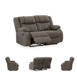 Signature Design by Ashley First Base Contemporary Faux Leather Manual Reclining Loveseat, Gray Signature Design by Ashley
