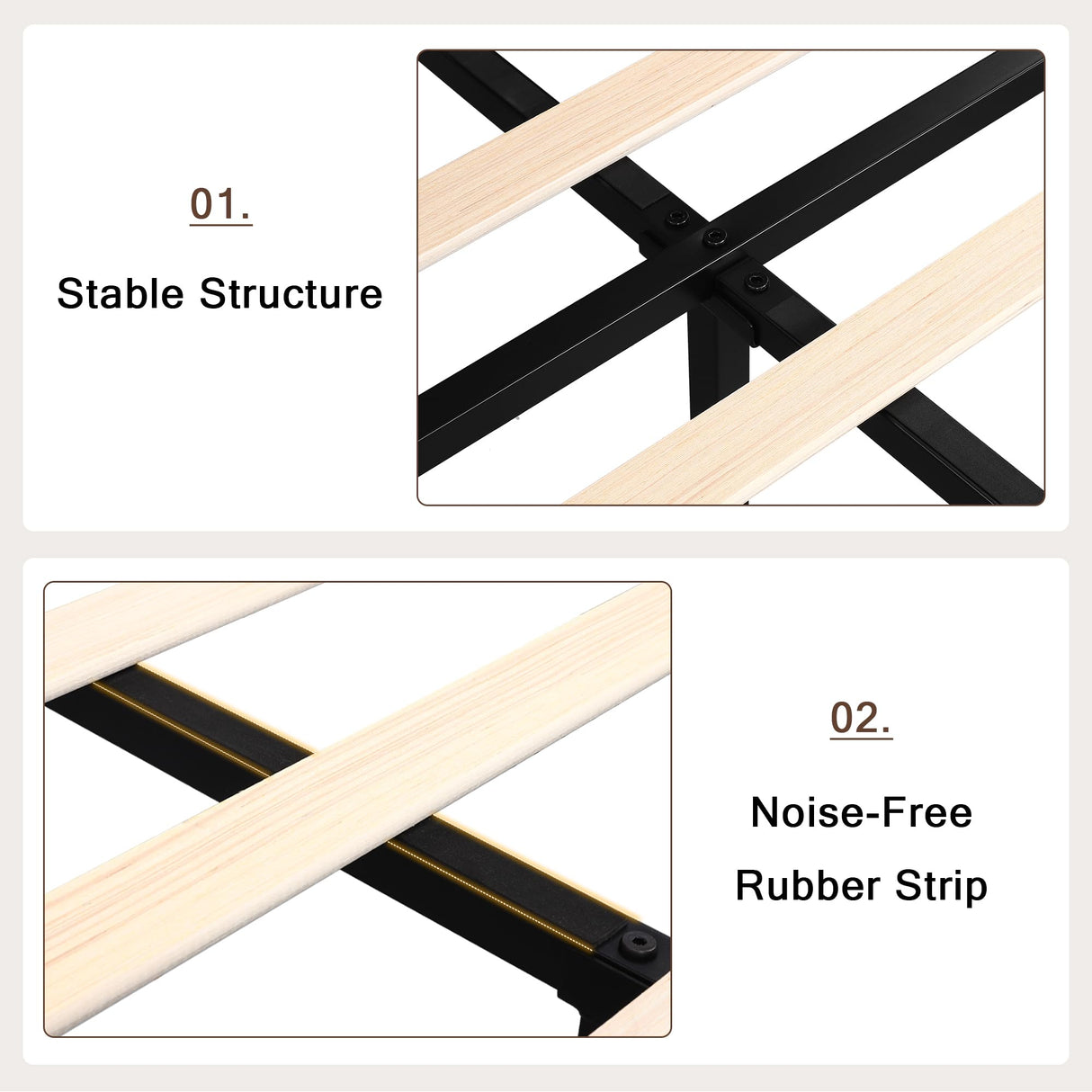 Einhomn Full Upholstered Bed Frame with Headboard, Button Tufted Linen Bed Base, Platform Bed with Wood Slat, Heavy Duty, Easy Assembly, No Box Spring Needed, White Einhomn