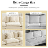 76.7" Oversized Beige Loveseat Sofa, Ivory Off-White 2 Seater Large Sectional Couches for Living Room, Chenille Fabric Modular Sectional Sofa with 1 Ottoman, Modern Sofas Set, Love Seat Couches ODUSE-DAILY