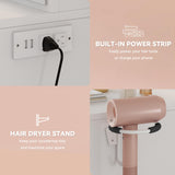 YITAHOME Vanity Desk Set with Large 35" LED Mirror and Lights, Makeup Table with 4 Drawers & Stool, 2 AC Outlets and 2 USB Ports, Adjustable Lighting, Modern Ample Storage Dressing Table, White YITAHOME