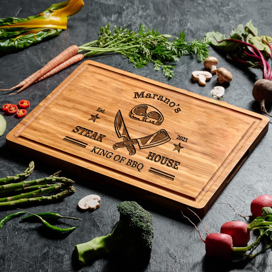 Personalized Cutting Board for Men - Father's Day Cutomized Grilling Gifts for Dads - BBQ Wood Board Grill Accessories for Dad - WoodArtSupply