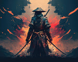 TUMOVO DIY Paint by Number for Adult, A Samurai with a Katana Paint by Numbers, Warrior Adult Paint by Numbers Kits on Canvas, 16X20 Inch Mountain Paint by Numbers for Adults Beginners TUMOVO