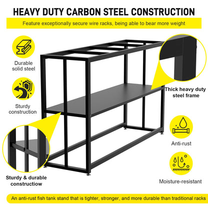 Likeem Fish Tank Stand Metal Aquarium Stand 55 Gallon Aquarium Turtle Tank 48.4" x 14.17" x 29.5" - WoodArtSupply