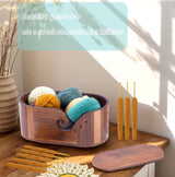 Blinrfilal Large Oval Wooden Yarn Bowls For Knitting , Acacia Yarn Holder ,Double Curling Slot Crochet Yarn Bowl With Lid,Preventing tangles,Ideal Gifts Set For Knitters Blinrfilal