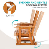 VINGLI Outdoor Glider Chair Wood Patio Glider with Cup Holder, Porch Glider with Smooth Rocking Mechanism, Heavy Duty 600 LBS VINGLI