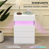 Bingoday Night Stands Set of 2 White LED Nightstand Set 2 with 4 Drawers Modern Bedside Tables for Bedroom, Living Room (White) Bingoday