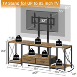 GYIIYUO LED TV Stand with Mount and Power Outlet & Fabric Drawers for 32-85 Inches TV - Entertainment Center and Corner Tv Stand for Living Room, Bedroom- 47" Rustic Brown (Max VESA 400mm × 600mm GYIIYUO