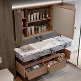 ZGNBSD Bathroom Vanity with Sink - Modern Floating Bathroom Vanity with Drawers & LED Smart Defog Mirror Cabinet - Solid Wood Bathroom Vanity - Wall Mount (A, 60 in) ZGNBSD