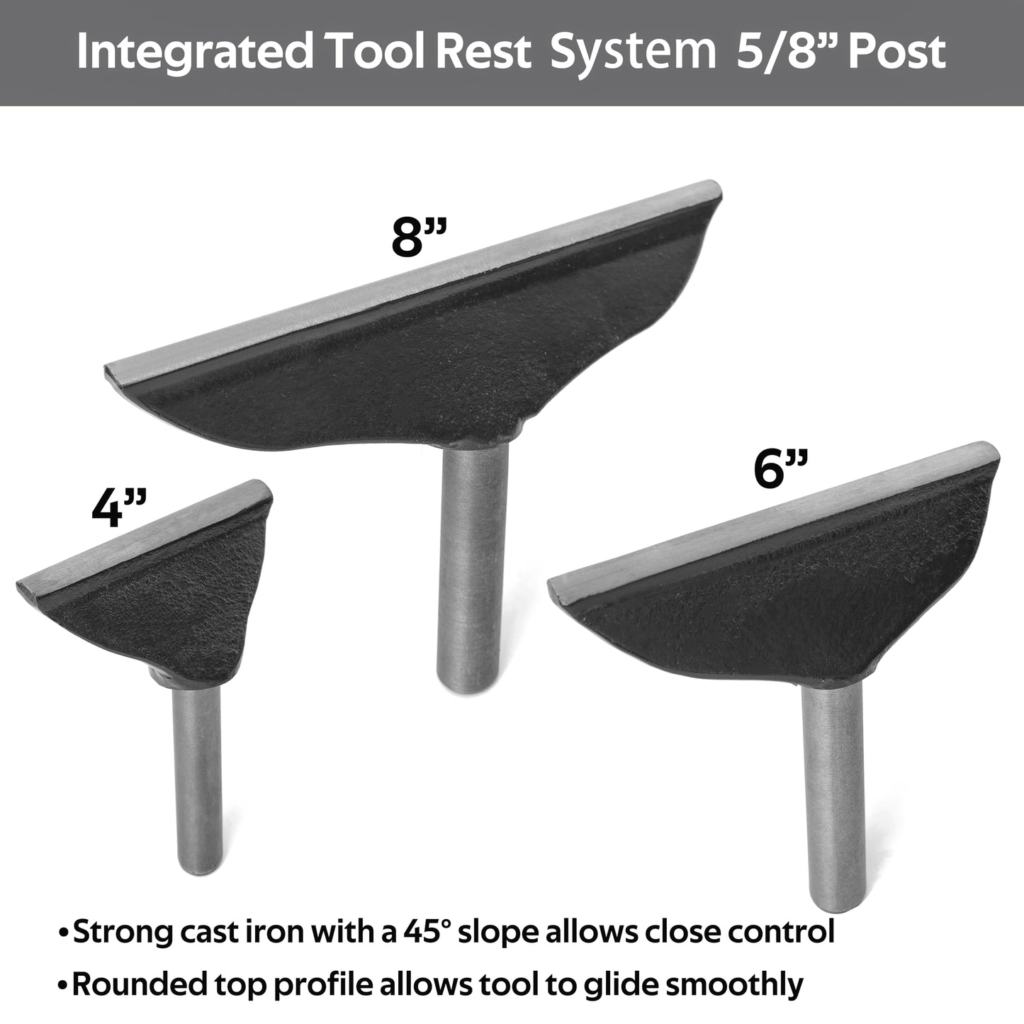 BMWOOD Integrated 8" Tool Rest with 5/8"(16mm) Post with Length 80mm for WoodTurning Lathes. - WoodArtSupply