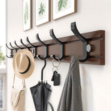 HAVEDAWN Adjustable Coat Rack Wall Mount, Coat Hooks with 8 Sliding Dual-Tier Hooks, Heavy Duty Hanger for Jackets, Hats, Solid Pine Wood & Metal, Farmhouse Chic Entryway Organizer, Easy Install HAVEDAWN