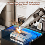 MULEJYBO Black Floating Nightstand with Charging Station, Floating Night Stand with Charging Station and LED, Night Stand for Living Room, Entryway Wall, Bedroom (Single) MULEJYBO