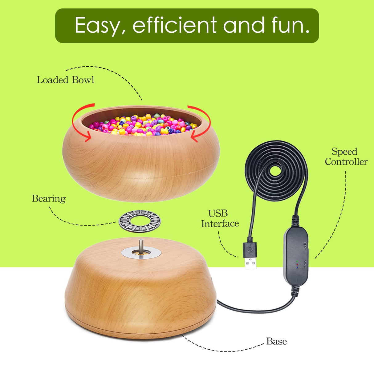 Xmada Electric Bead Spinner - Clay Bead Spinner with 2PC Beading Needles and Seed Beads, Waist Beads Kit, Bead Spinner for Jewelry Making, Electric | Speed Adjustment Bead Spinner Kit (Original) Xmada