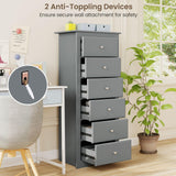 Giantex 6-Drawer Dresser for Bedroom, Wooden Chest of Drawers w/Metal Handles & Large Capacity, 16" D x 23" W x 53.5" H Clothes Organizer, Modern Tall Dresser for Bedroom, Entryway, Living Room Giantex