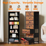 Furnulem Dresser with 7 Drawers,Tall Chest of Drawers Industrial Fabric Dresser for Bedroom,Vertical Storage Tower Bedside Furniture in Living Room,Closet,Entryway-Sturdy Steel Frame(Rustic Brown) Furnulem