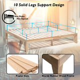 KOMFOTT King Size Wood Platform Bed Frame – Solid Rubber Wood with Durable Slat Support, No Box Spring Needed, Natural Finish KOMFOTT