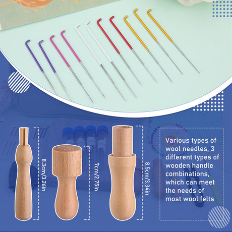 Mayboos Felting Kit - 6"x6" Felting Pad & Tools with Needles, Finger Guards, Wooden Handle Scissor, Bag for Beginner & Professional DIY Mayboos