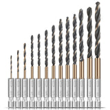 13pcs Hex Shank Drill Bit Set, Professional HSS Nitriding Twist Drill Bits, Upgrade Black and Gold Coated Drill Bit, Quick Change Design for Wood, Steel, Metal, and Plastic, 1/16IN to 1/4IN. Jonchinjn