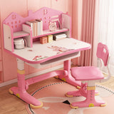 ZTGD Kids Adjustable Study Desk & Chair Set w/Storage,Drawers,Bookshelf,Child Toddler Writing Homework Table,Little Girl Work Computer Desk,Princess Preschool Desk,Escritorio Mesas para Niña (Pink A) ZTGD