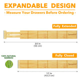SpaceAid Bamboo Drawer Dividers with Inserts and Labels, Kitchen Adjustable Drawer Organizers, Expandable Organization for Home, Office, Dressers, 4 Dividers with 9 Inserts (17-22 in) SpaceAid
