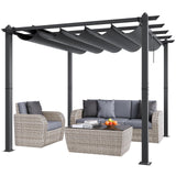 VEVOR 10'x10' Outdoor Retractable Pergola with Canopy, Aluminum Pergola with Retractable Canopy, Modern Pergola with Sun Shade Canopy for Patios, Gardens, Decks, Backyards (Gray) VEVOR