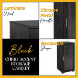 Kings Brand Furniture - Accent Buffet Curio Storage Cabinet with Glass Door for Living Room, Bedroom, Kitchen, Office, and Entryway - Black Kings Brand Furniture