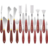 Honoson 16 Pieces Painting Knife Set Stainless Steel Palette Knife Set Draw Mixing Scraper Pallet Spatula with Wooden Handle for Oil Painting Accessories Acrylic Color Mixing Supplies (Red) Honoson