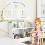 Curipeer Kids Bookshelf, Baby Book Shelf and Toy Organizer, Wooden Open Bookcase with 5 Cubbies, 2-Tier Baby Storage Display, Christmas and Birthday Gifts for Playing Room, Nursery, White Curipeer