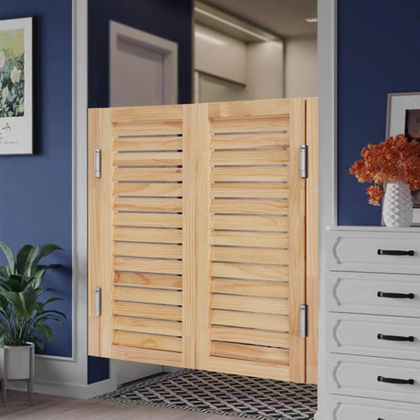 Undercat Swinging Door Cafe Door, Solid Wood Partition Door, Two-Way Saloon Doors, Half-Waist Dividing Doors for Hallway Porch Kitchen Bar Pub Entrance Partition, 35.43 * 35.43 in, Wood Color Undercat