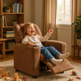Naomi Home Suri Kids Recliner Chair with Cup Holder & Footrest, Brown Microfiber - Cozy Lounge for Toddlers & Children Naomi Home