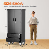 Aobabo Garage Storage Cabinet with 2 Drawers, Lockable Garage Storage Cabinet with Wheels for Garage Home Storage,Black,Required Assembly Aobabo