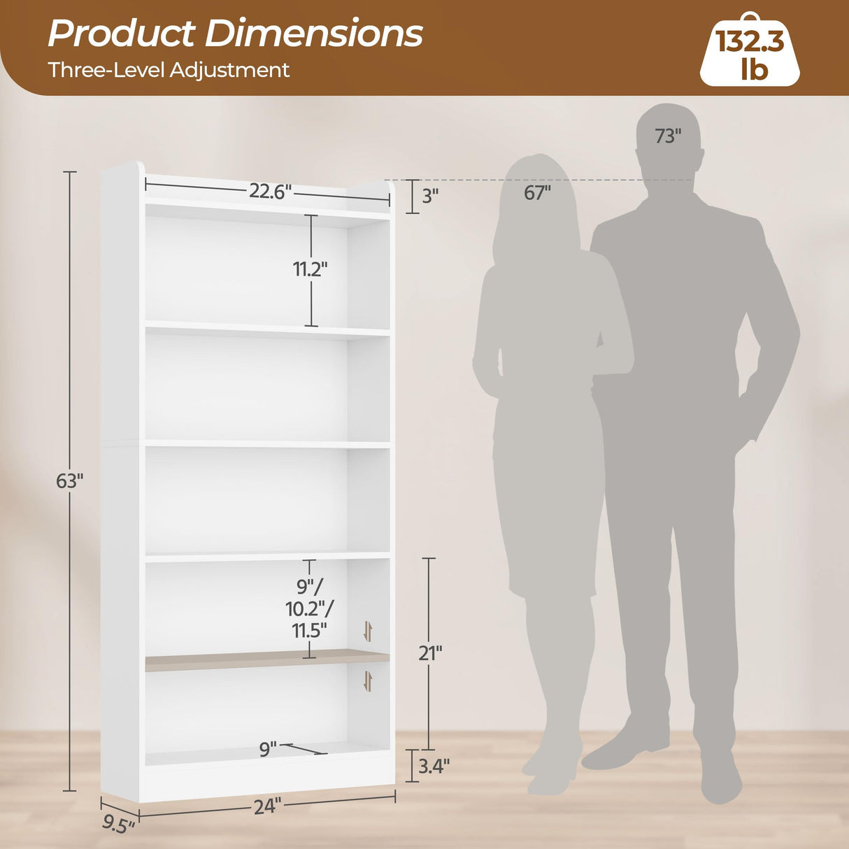 Yaheetech 6-Tier Open Bookcase and Bookshelf, Modern Simple Floor Standing Display Storage Shelves with Top Open Compartment for Home Office, Living Room, Bed Room - White Yaheetech