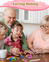 DIY Make Your Own Clay Jewelry Dish Craft Kit for Girls - Jewelry Dish Making Kit, w/24 Color Polymer Clay, 7 Circle Cutters, Rollers,212 pcs Earring Making Tools Arts and Crafts for Kids Ages 8+ Gleamkid