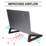 S&A WOODCRAFT Wooden Laptop Stand, Portable Desk Laptop Holder for Tablet with Carry Pouch, Compact Travel Laptop Stand with Protective Silicone Pads, Suitable for Laptops and Tablets S&A WOODCRAFT