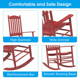 CASUNER Wooden Rocking Chair Outdoor with 350lbs Weight Capacity All Weather Porch Rockers for Garden, Lawn, Porch, Backyard (1, Red CASUNER