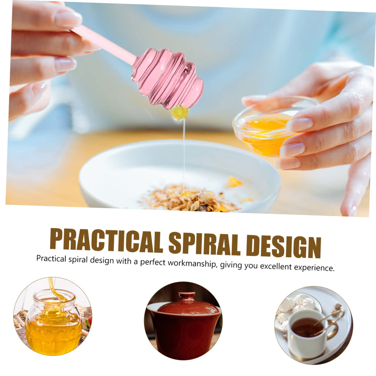 VINTORKY 2pcs Honey Stirrer Syrup Dispenser Honey Spoons for Beverage Stirrer Honey Stirring Spoon Sauce Grill Basting Mop Grilling Honey Dispenser Stick Mini Honey Pot Pink Glass re-usable VINTORKY