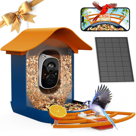 PeckCam® Bird Feeder with Camera+Solar Panel+7 Add-on, 2K HD AI Identify 10000+ Birds, Auto Detection & Notify Wireless Outdoor Bird House Camera Bird Watching Gift for Bird Lover PeckCam