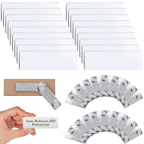 Magnetic Name Tags Printable Blank DIY Name Badge Magnets Adhesive Name Tag Holders Pins with Neodymium Magnets for Jacket Lapel Shirts (18 Pieces, 18 Pairs) Junkin
