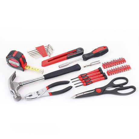 Apollo Tools Original 39 Piece General Household Tool Set in Toolbox Storage Case with Essential Hand Tools for Everyday Home Repairs, DIY and Crafts Red/Black - DT9706 Apollo