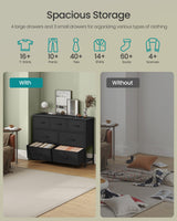SONGMICS Dresser for Bedroom, Chest of Drawers, TV Stand, Steel, MDF, 7 Non-Woven Fabric Drawers, Storage Organizer Unit, Closet, Entryway, Ink Black and Ebony Black ULGS323B01S SONGMICS