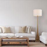 Globe Electric Novogratz x 67225 65" Floor Lamp, 2-Tone Wood Toned Base, White Fabric Shade, Socket Rotary Switch, Living Room Décor, Reading Light, Home Essentials, Bedroom, Office Accessories Globe Electric