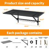MKZYO Garage Wall Mounted Shelf,Heavy Duty Wall Shelving,Garage Storage Rack with Hooks,Sturdy Shelving,Shelves Organizer with Power Tools Hanger (Black, 35.43×19.68in*2) MKZYO