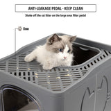 Pet Prime Covered Cat Litter Box for Indoor Cats, Anti-Splashing Large Enclosed Litter Box with Lid Top Side Entry Deep Drawer Kitty Litter Pan with Scoop Easy Cleaning Pet Prime