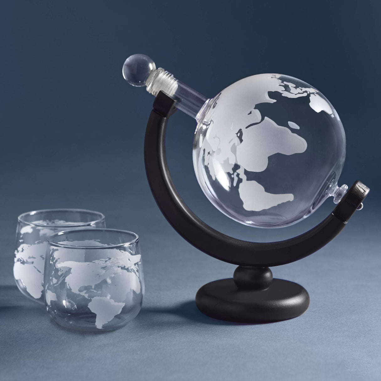 Hammer + Axe Whiskey Decanter Set, Globe-Shaped Whiskey Storage with Stand, Includes Two Matching Glasses, Perfect for Scotch, Bourbon and Favorite Libations, Accent Home Bar Decor, Alcohol Serving Hammer and Axe