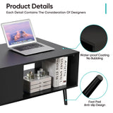 SUPER DEAL 2 Tier Retro Modern Coffee Table with Open Storage Shelf for Living Room, 40 Inch Rectangle Wooden Accent Center Table Sofa Side Table for Indoor Bedroom Apartment Small Spaces, Black SUPER DEAL
