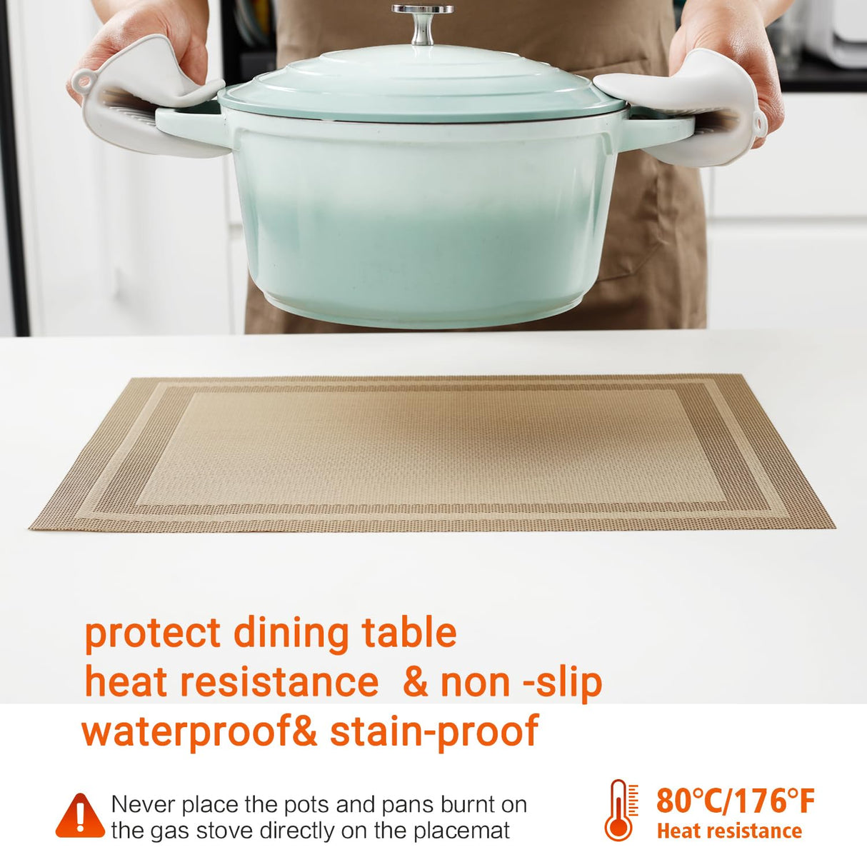 Bxzandya Placemats Set of 8,Washable,Heat and Stain Resistant Indoor/Outdoor Place mats,Vinyl Woven Non Slip Table Mats for Restaurant Table Protection,PVC Placemats(Beige,8PCS) BxzanDya