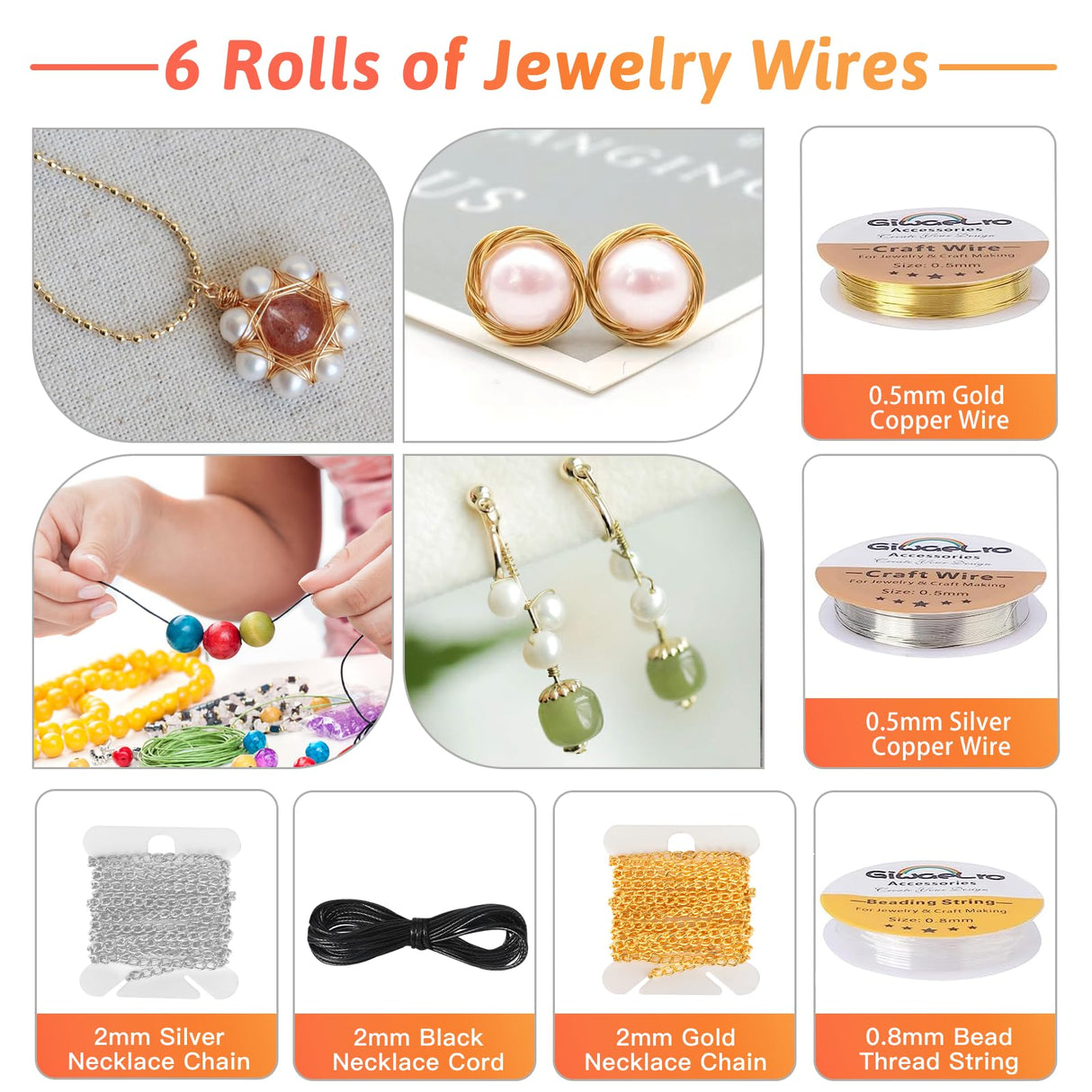 Giwaelro Jewelry Making Kit for Adults, Jewelry Making Supplies with Pliers, Wires, Findings, Necklace Chains, Magnifier and Storage Bag Giwaelro