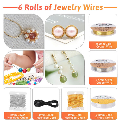Giwaelro Jewelry Making Kit for Adults, Jewelry Making Supplies with Pliers, Wires, Findings, Necklace Chains, Magnifier and Storage Bag Giwaelro