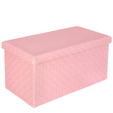 B FSOBEIIALEO Folding Storage Ottoman, Faux Leather Footrest Seat Long Bench Toy Box Chest for Girls, Pink 30"x15"x15" B FSOBEIIALEO